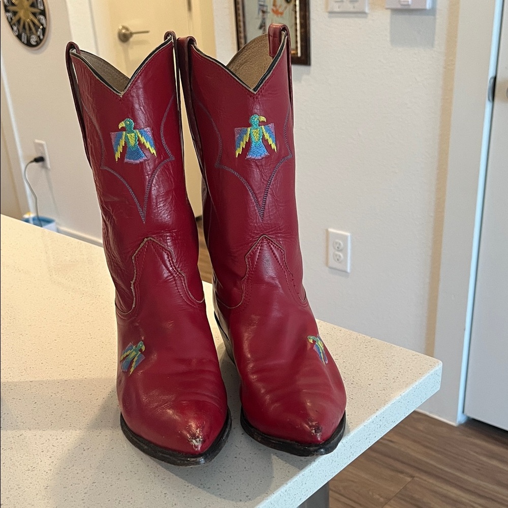 Nocona Red Leather Cowboy Boots